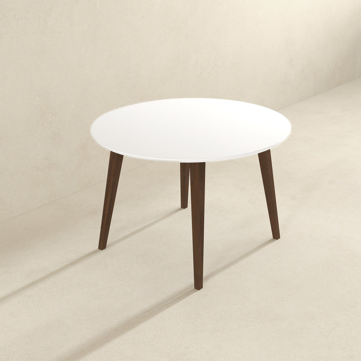 White Round Dining Table with Solid Wood Construction - White, photo 8 of 10