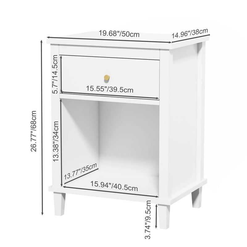Nightstand & 1 Drawer And 1 Shelf - White by Unique Piece Furniture