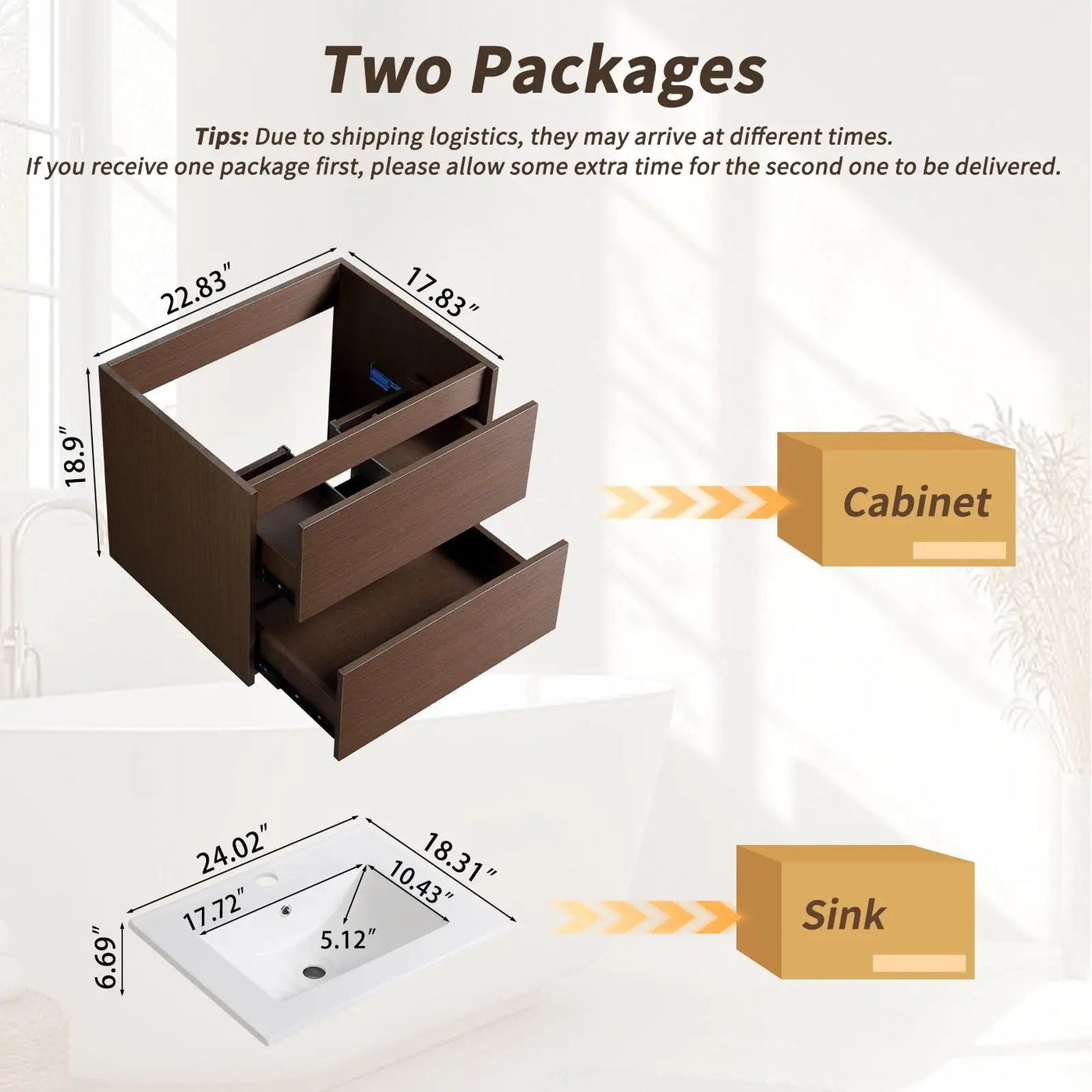 Wall Mounted Floating Bathroom Vanity With Sink And Cabinet by HouseOfZazla