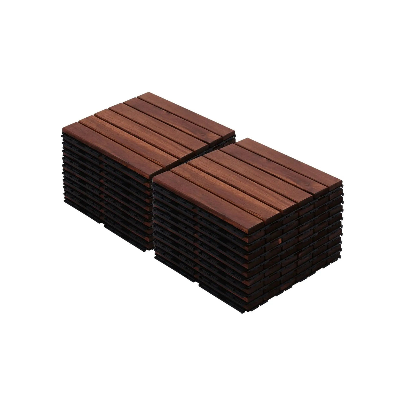 Interlocking Deck Tiles Striped Pattern Waterproof Brown by HouseOfZazla