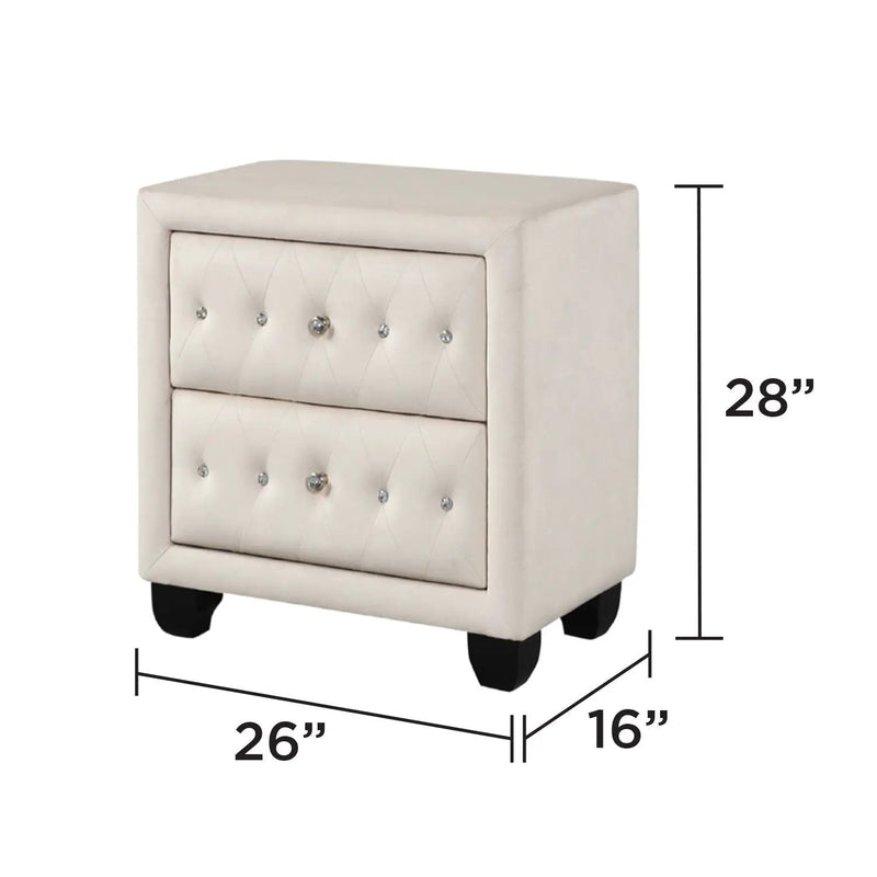 Sophia - 2 Drawer Upholstered Nightstand by HouseOfZazla