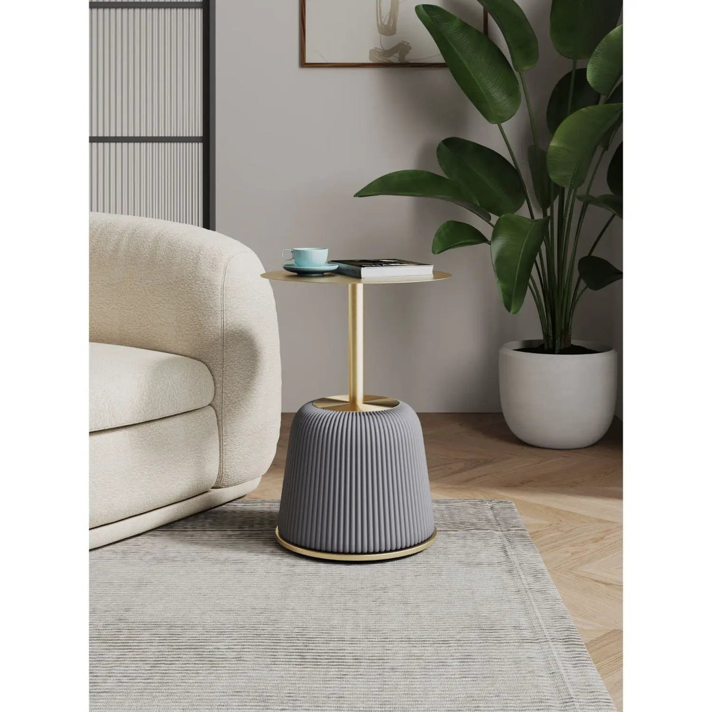 Anderson - Upholstered End Table With Round Top by HouseOfZazla