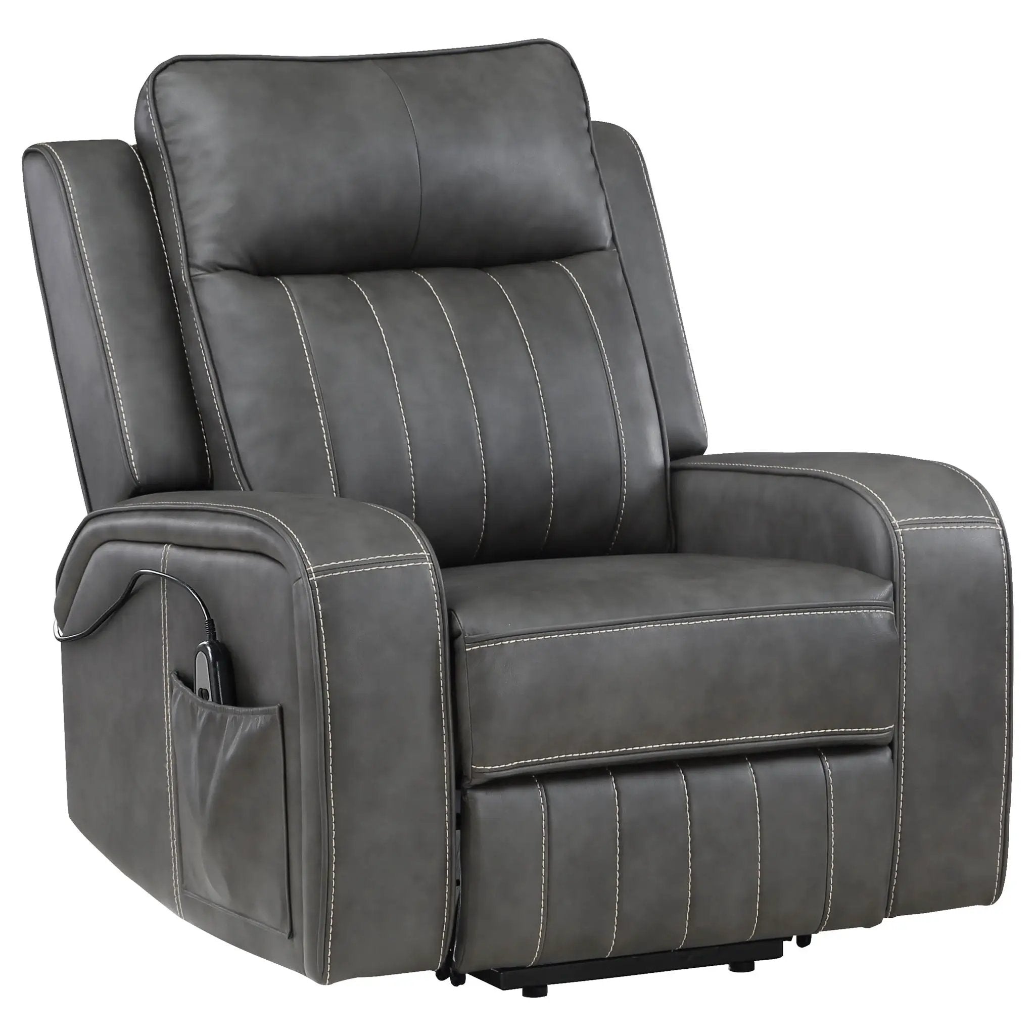 Raelynn Upholstered Power Lift Recliner Chair Grey by Unique Piece Furniture
