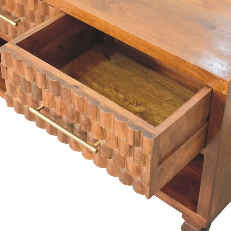 Solid Wood Cadiz Carved Shoe Bench by HouseOfZazla