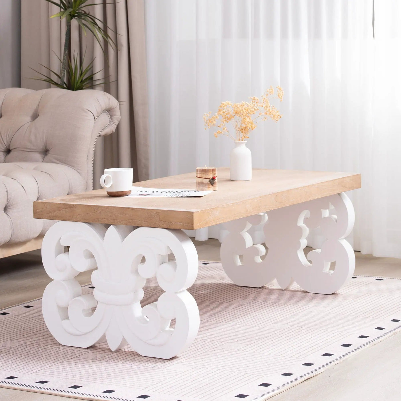 Ornate Scroll Base Coffee Table by HouseOfZazla