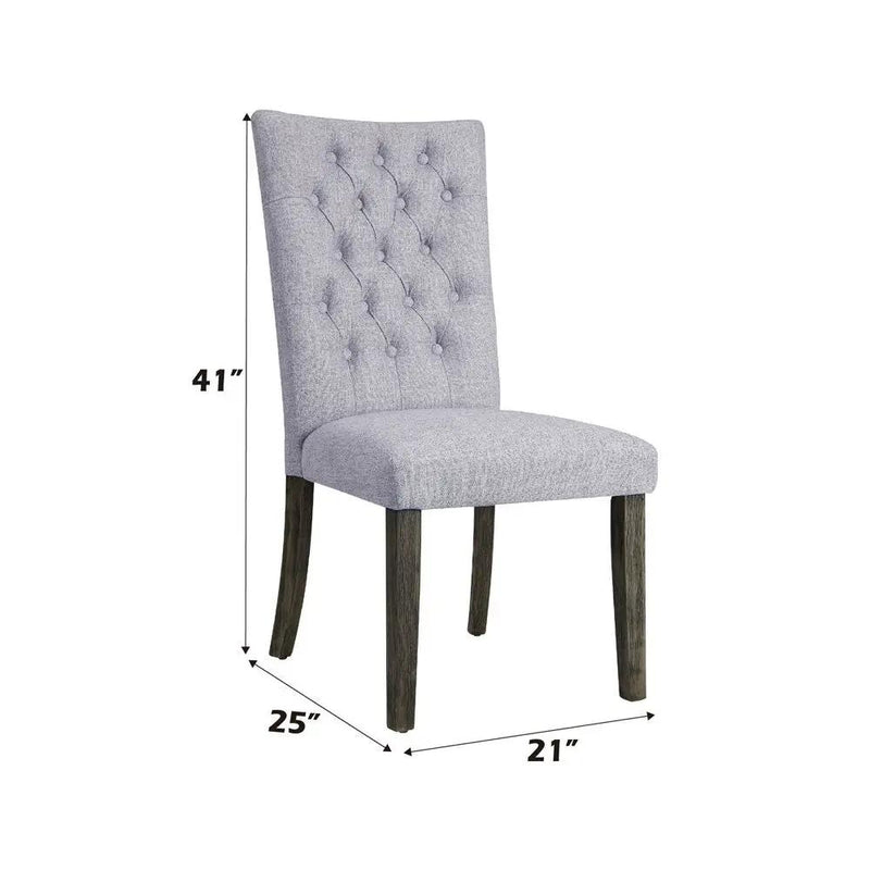 Merel - Side Chair (Set of 2) - Gray Linen & Gray Oak by Unique Piece Furniture