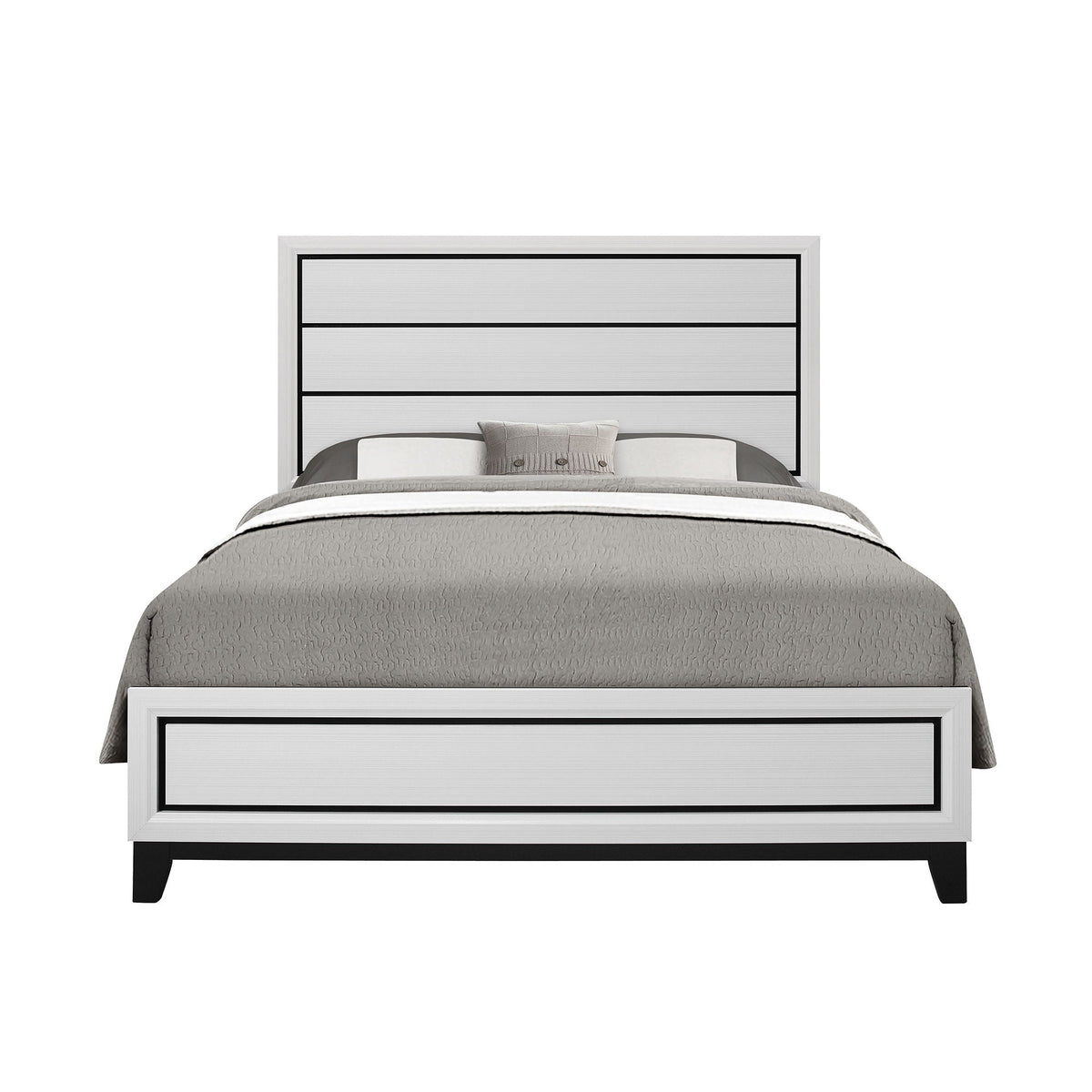 Mirage Panel Bed with Contemporary Headboard - Available in Dark Gray or White, photo 2 of 15