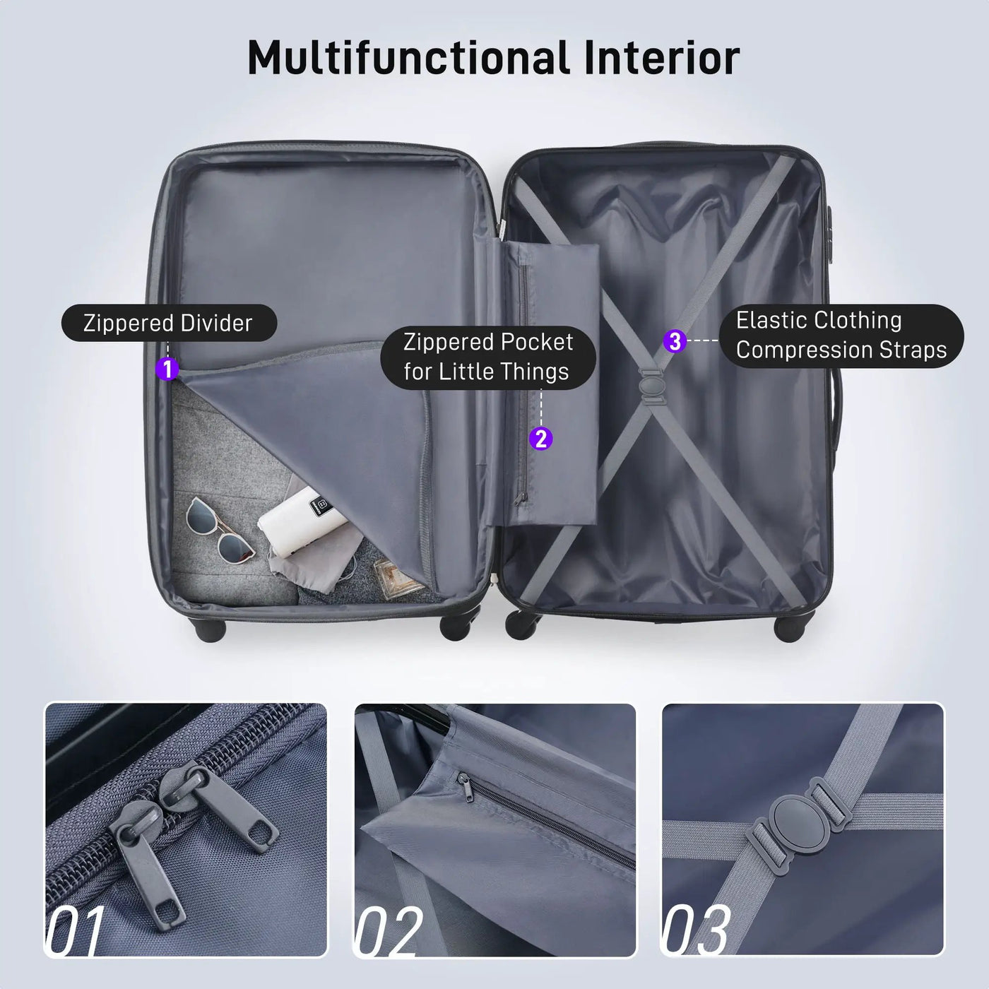 Hardshell Luggage Sets 4 Pieces + Bag Spinner Suitcase With Tsa Lock Lightweight - 16" / 20" / 24" / 28" Luggages by HouseOfZazla
