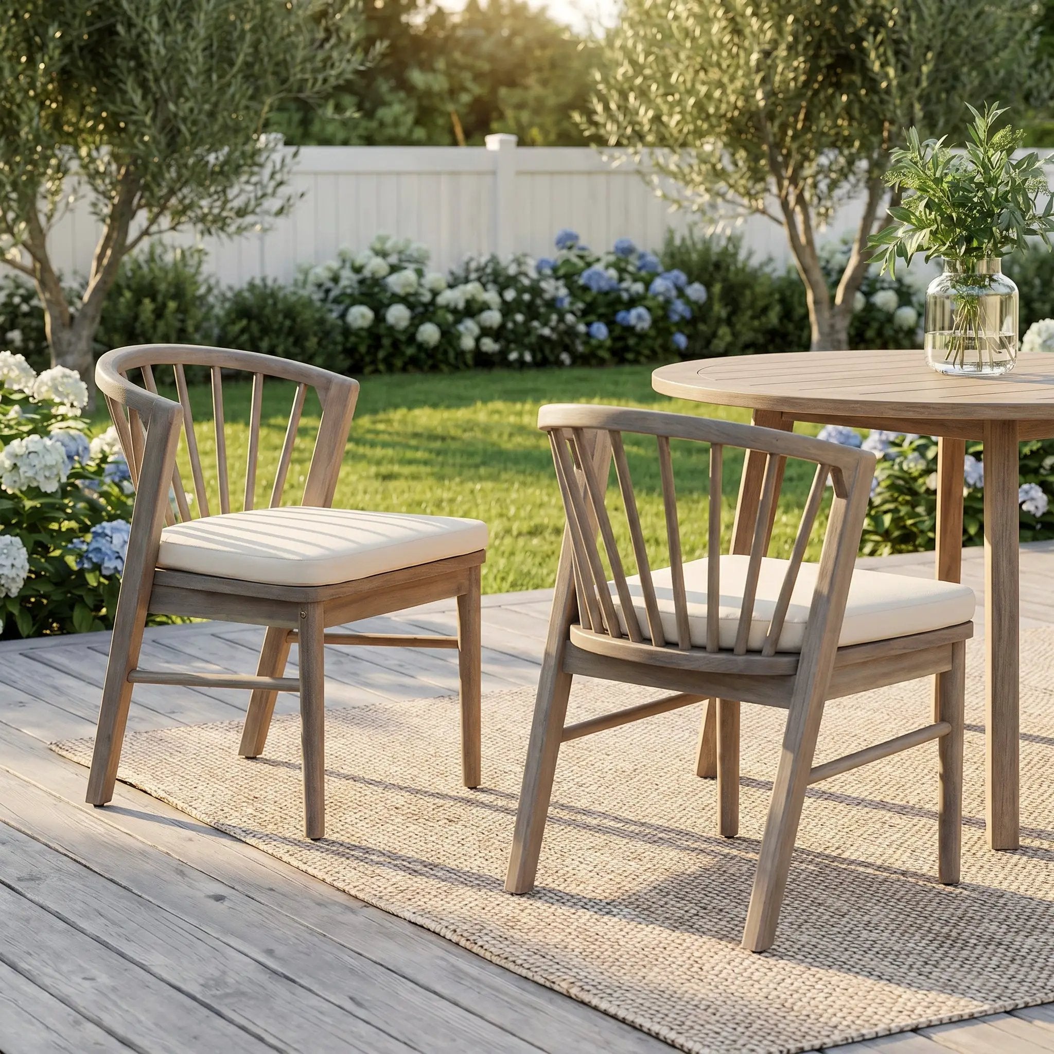 Outdoor Dining Chairs Set of 2, Acacia Wood Patio Chairs by HouseOfZazla
