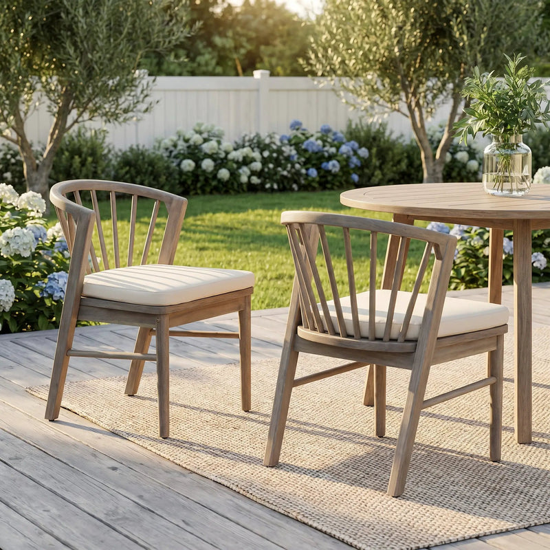 Outdoor Dining Chairs Set of 2, Acacia Wood Patio Chairs by HouseOfZazla