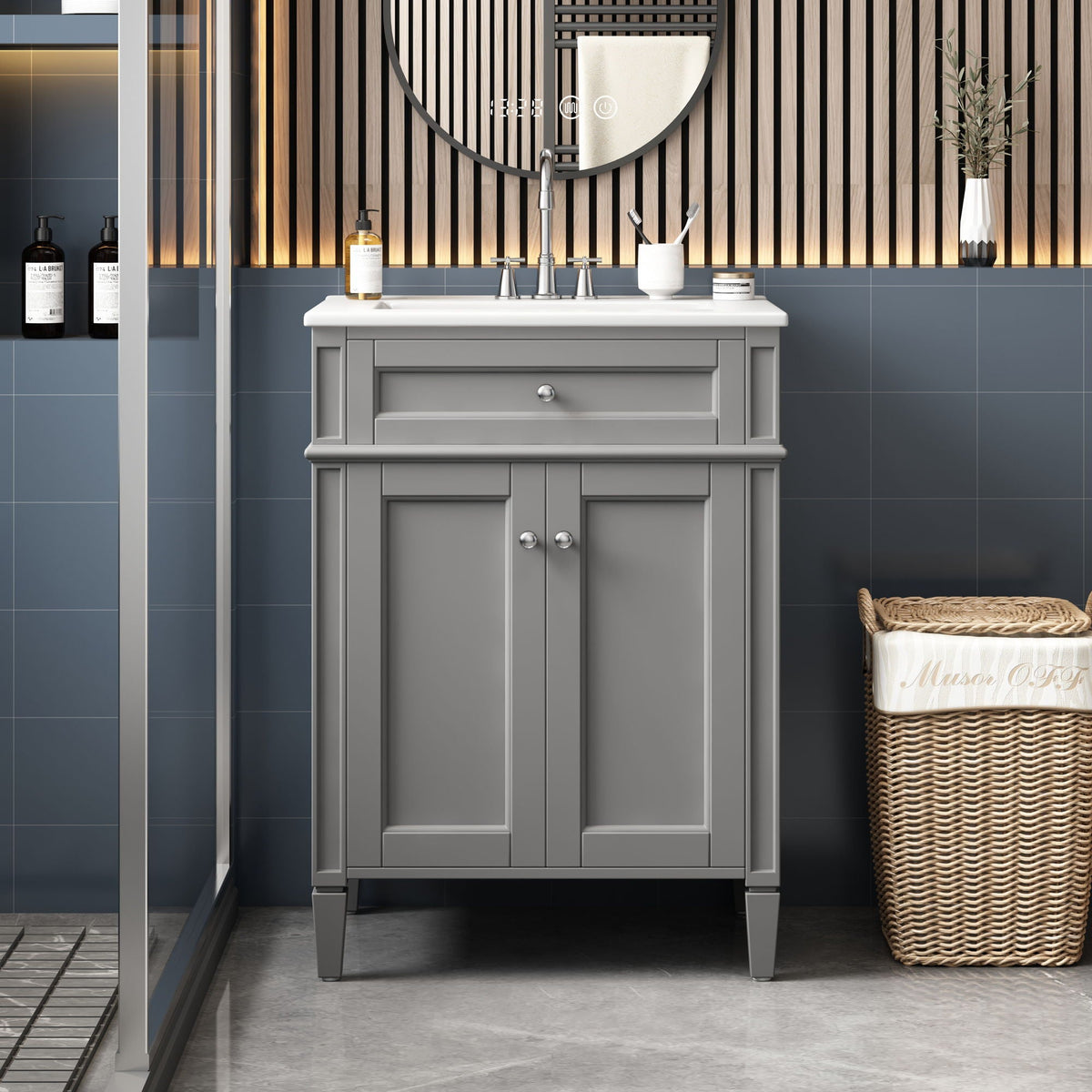 Bathroom Vanity With 2 Doors And Tip Out Drawer, Soft Closing Hinges, photo 19 of 28
