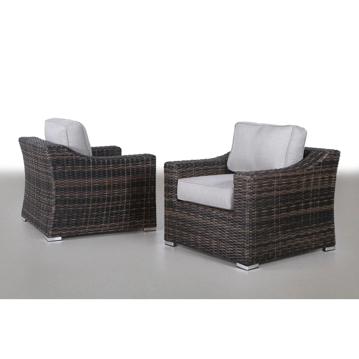 Brown Modern Patio Chair Set of 2 with Cushions - Weather-Resistant Wicker, photo 3 of 6