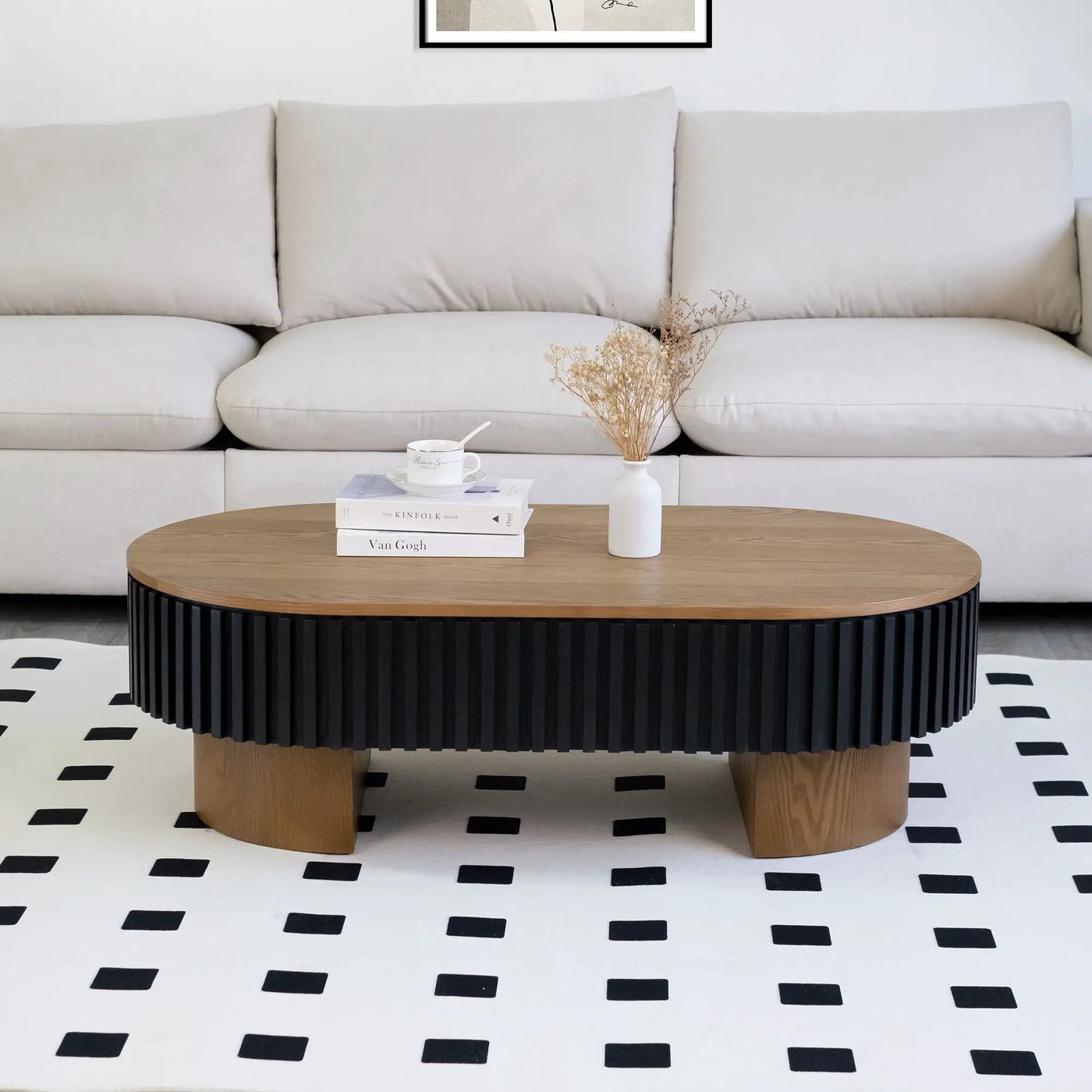 Elliptical Living Room Coffee Table With Hidden Storage And Removable Tabletop by HouseOfZazla
