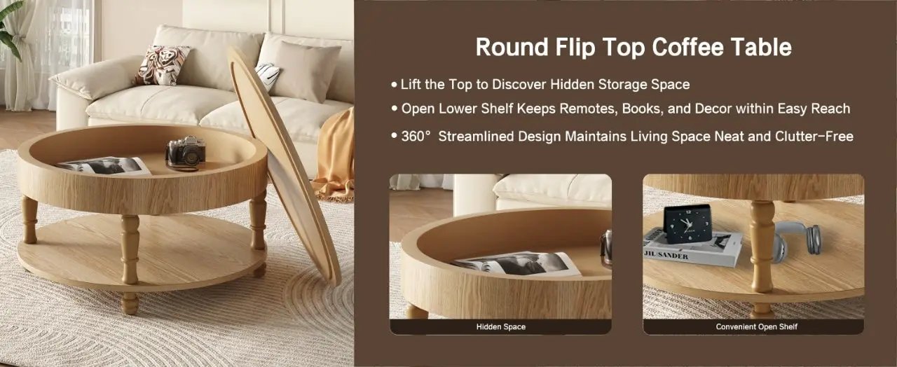 Coffee Table with Dual Storage for Living Room by HouseOfZazla