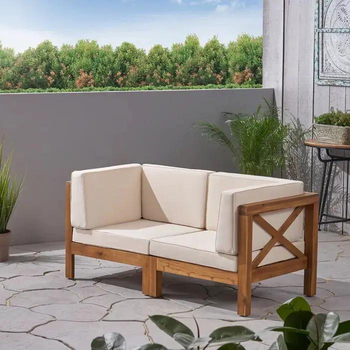 Brava - X Back Loveseat - Beige by HouseOfZazla