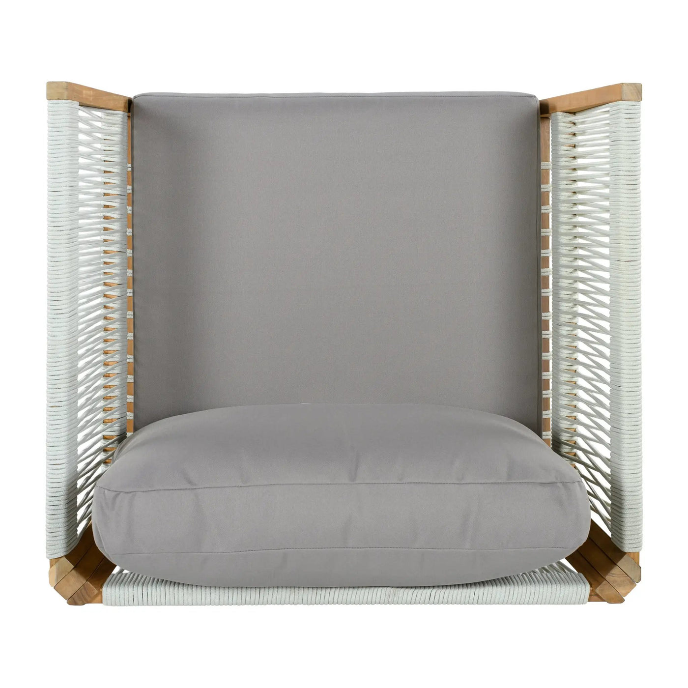 30.3" Outdoor Acacia Wood Patio Chair with Woven Rope Accents by HouseOfZazla