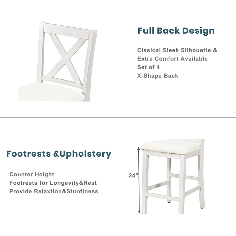 5 Pieces Counter Height Rustic Farmhouse Dining Room Wooden Bar Table Set With 2 Stools And 2 Chairs by Unique Piece Furniture