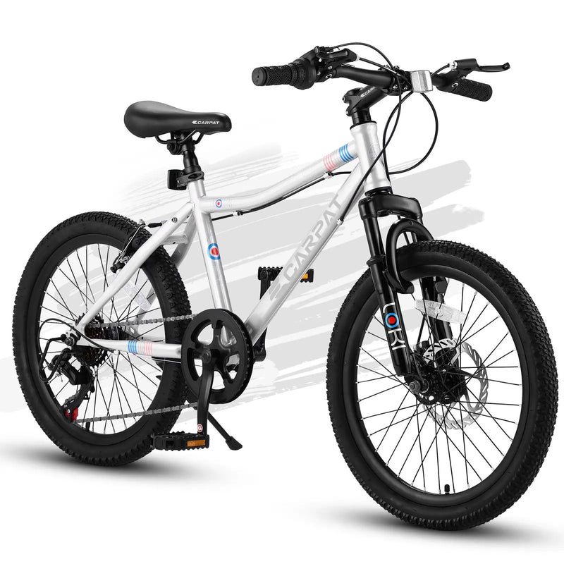 S20101 20" Kids' Bike, Boys Girls Mountain Bike Ages 8-12, 7 Speed Teenager Children Kids' Bicycles, Front Suspension Disc Brake Rear V-Brake, High Steel Frame by HouseOfZazla