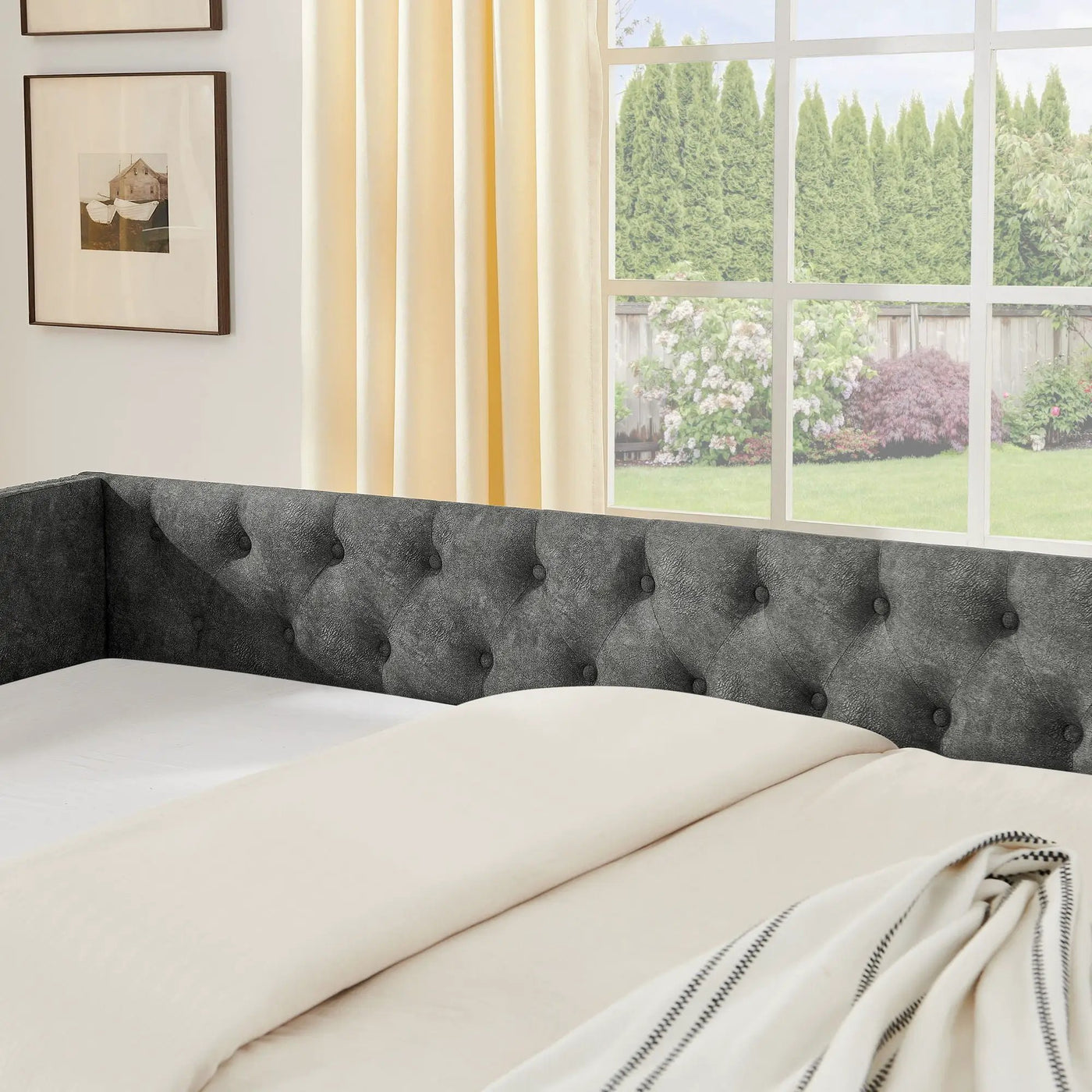 Upholstered Daybed With USB Charging & Pull Out Bed by HouseOfZazla