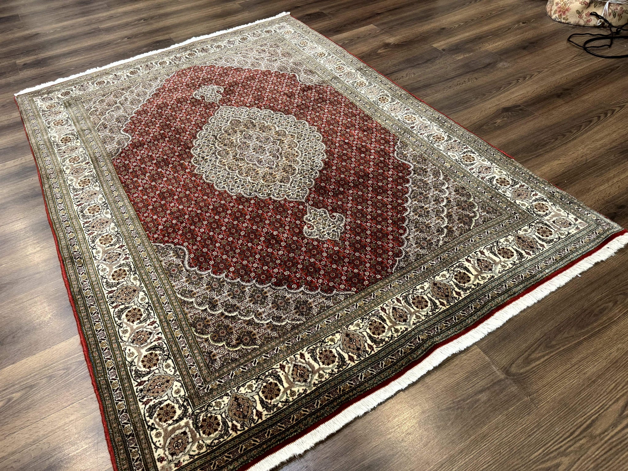 Persian Rug 5x7, Very Fine 330 KPSI, Red and Ivory, Herati Mahi Pattern, Wool & Silk by Jewel Rugs