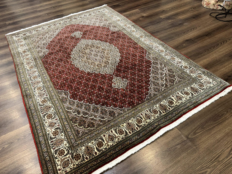 Persian Rug 5x7, Very Fine 330 KPSI, Red and Ivory, Herati Mahi Pattern, Wool & Silk by Jewel Rugs
