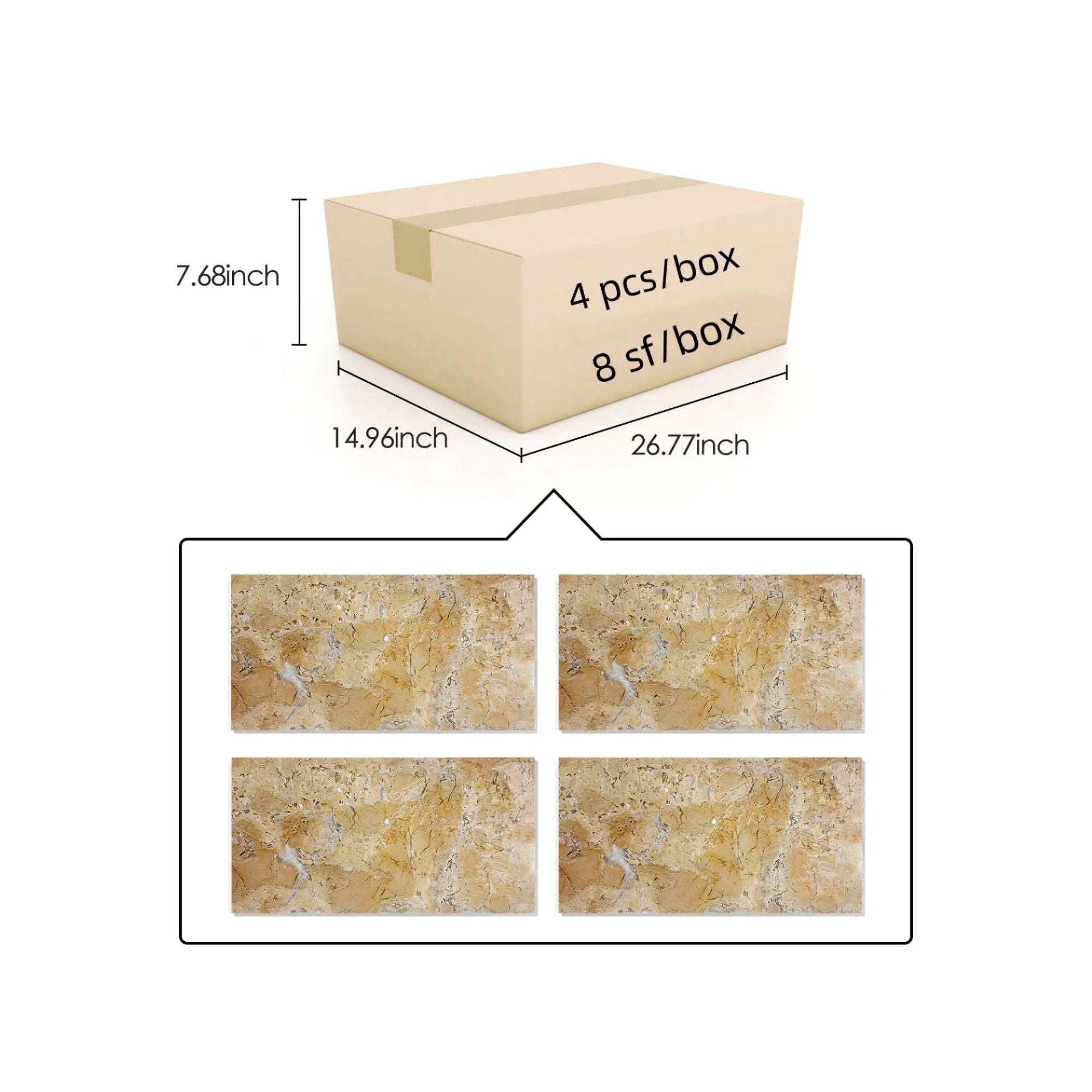 Marble For Floor And Wall Polished Marble Tile Stone (Set of 4) - Beige / Gold by HouseOfZazla