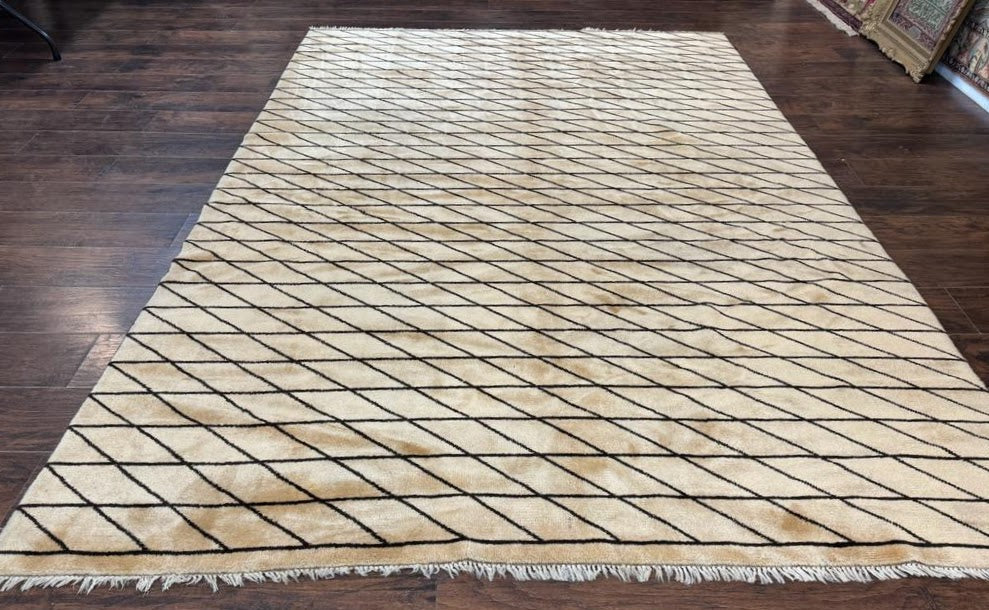 German Rug 7x10, Vintage Handmade Carpet, Contemporary by Jewel Rugs