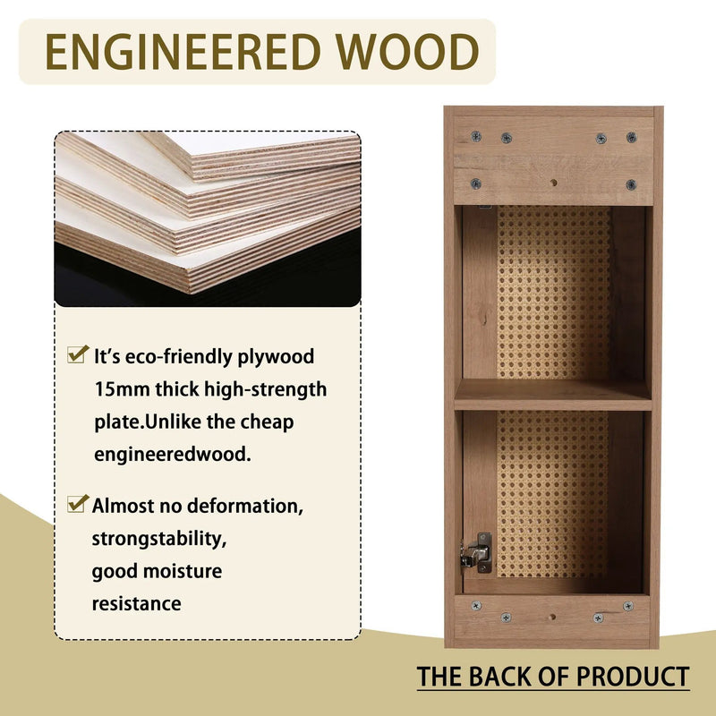 Modern Wall Mounted Bathroom Vanity With Resin Sink And 2 Side Cabinet, Imitative, Construction - Imitative Oak by HouseOfZazla