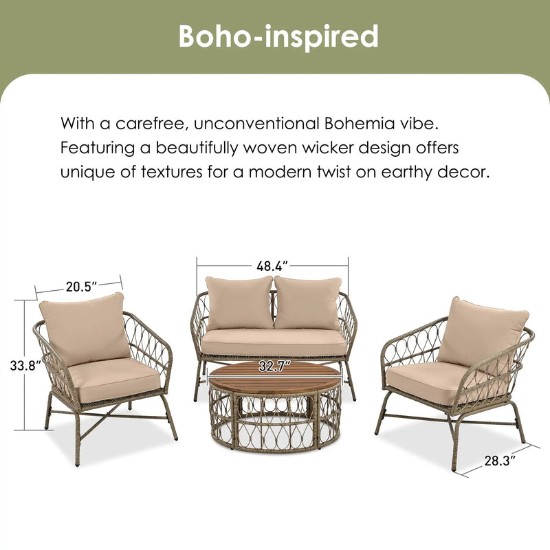 Bohemia-Inspired 4-Person Outdoor Seating Group With Removable Cushions by HouseOfZazla