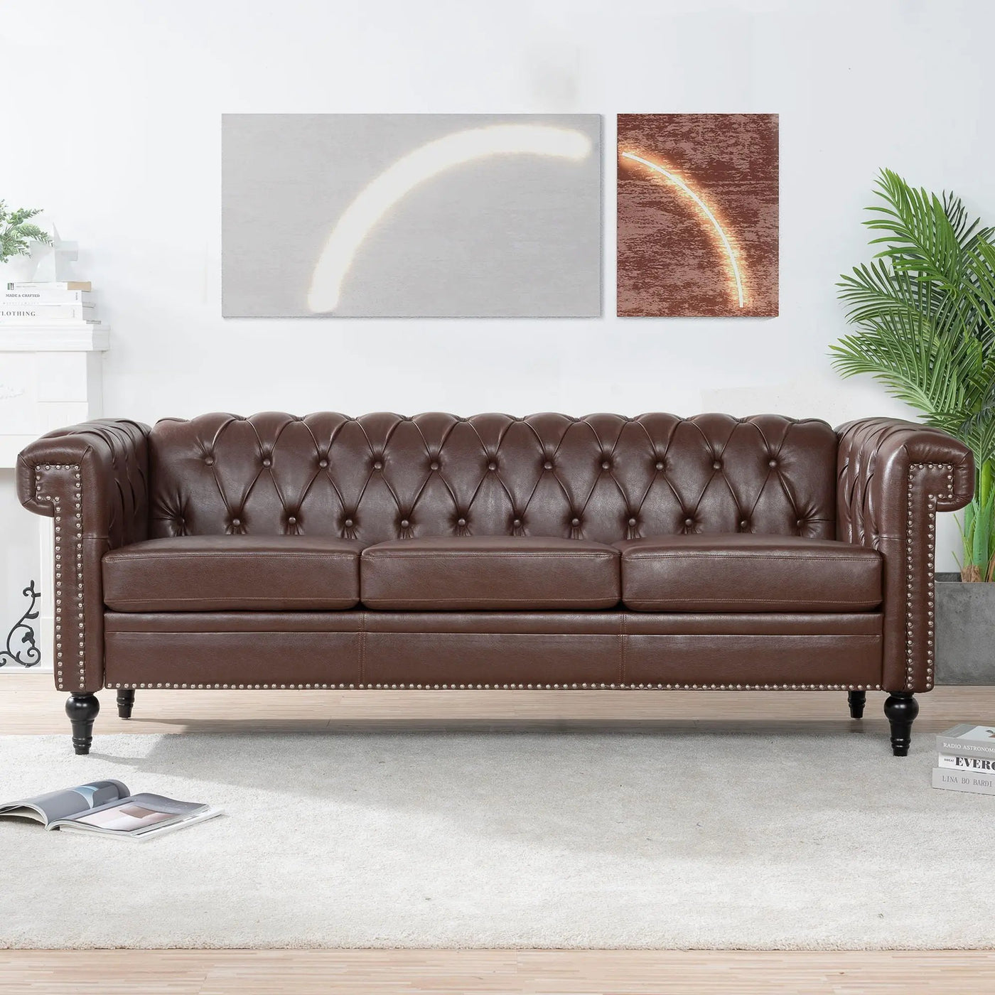 Traditional Square Arm Removable Cushion 3 Seater Sofa by HouseOfZazla