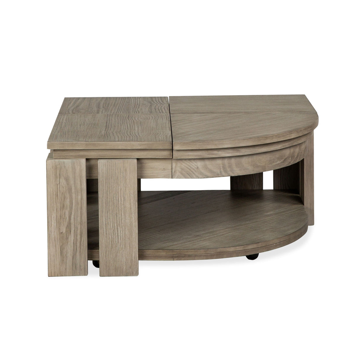 Conrad - Pie Shaped Lift Top Cocktail Table With Casters - Stone Harbor Gray, photo 6 of 7