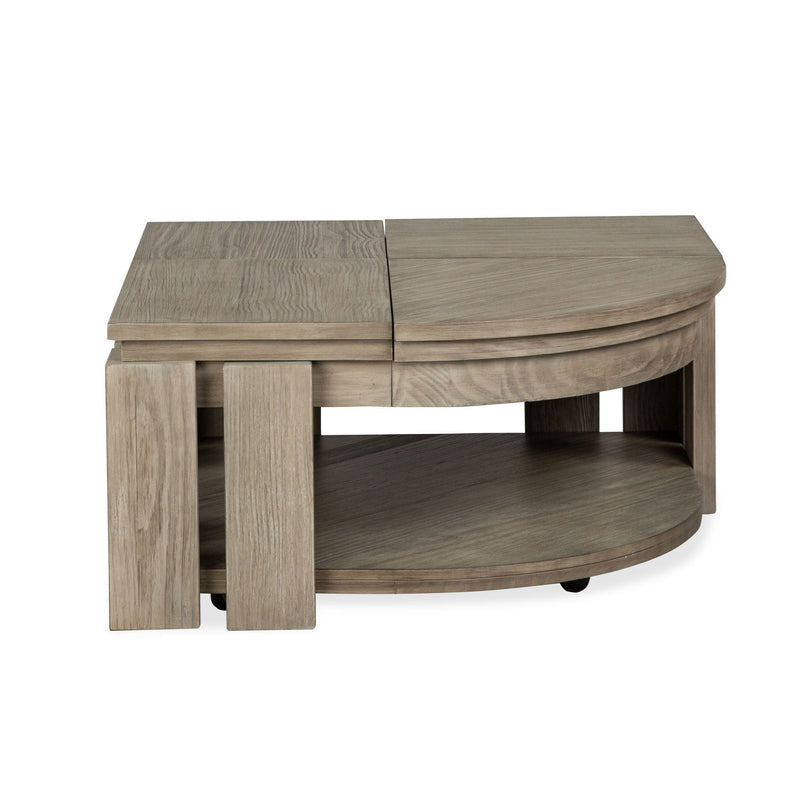 Conrad - Pie Shaped Lift Top Cocktail Table With Casters - Stone Harbor Gray, photo 6 of 7