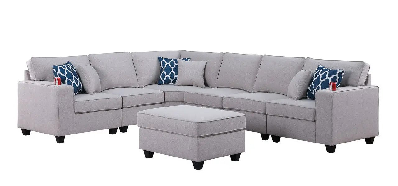 Cooper - Comfort Sectional Sofa With Ottomans And Cupholder by HouseOfZazla