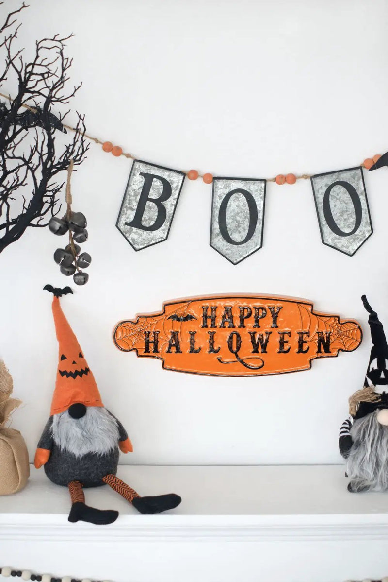 Iron Boo Banner With Bats, For Halloween Holiday Decor - Black / Gray / Orange by Unique Piece Furniture