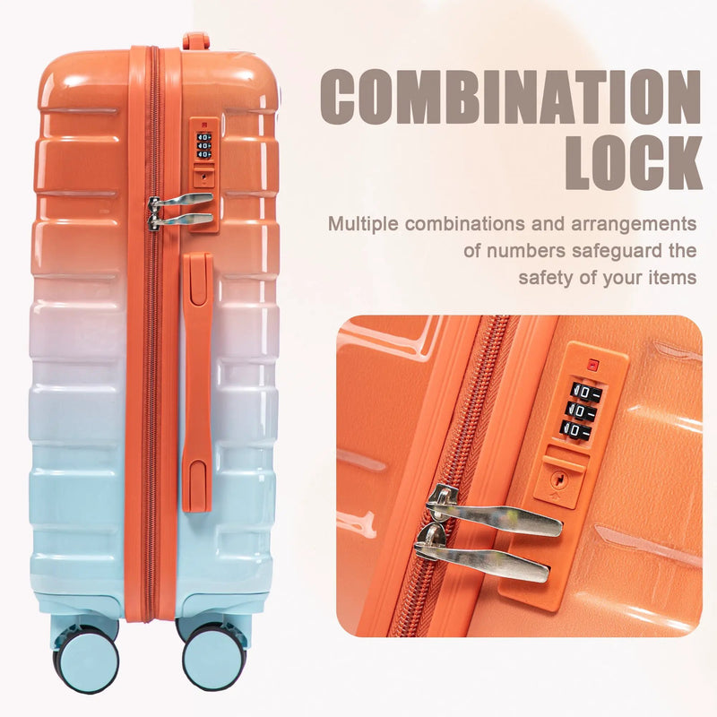 2 Pc PC Spinner Wheel Luggage Set with Gradient Color and Lock by HouseOfZazla