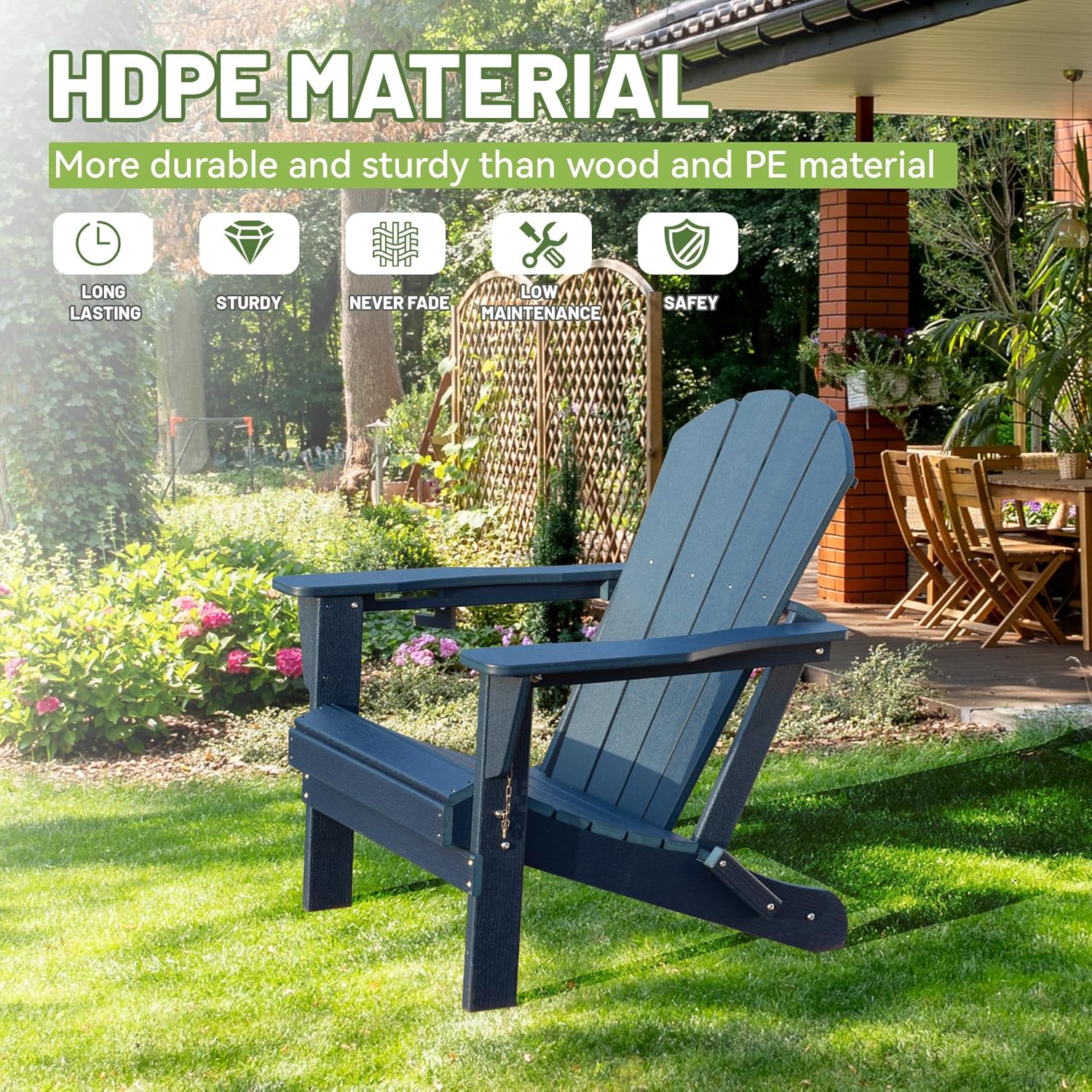 Adirondack Chair with Foldable Design and Built-In Cup Holder by HouseOfZazla