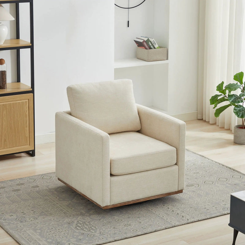 Modern Square Upholstered Swivel Accent Chair with Metal Base by HouseOfZazla