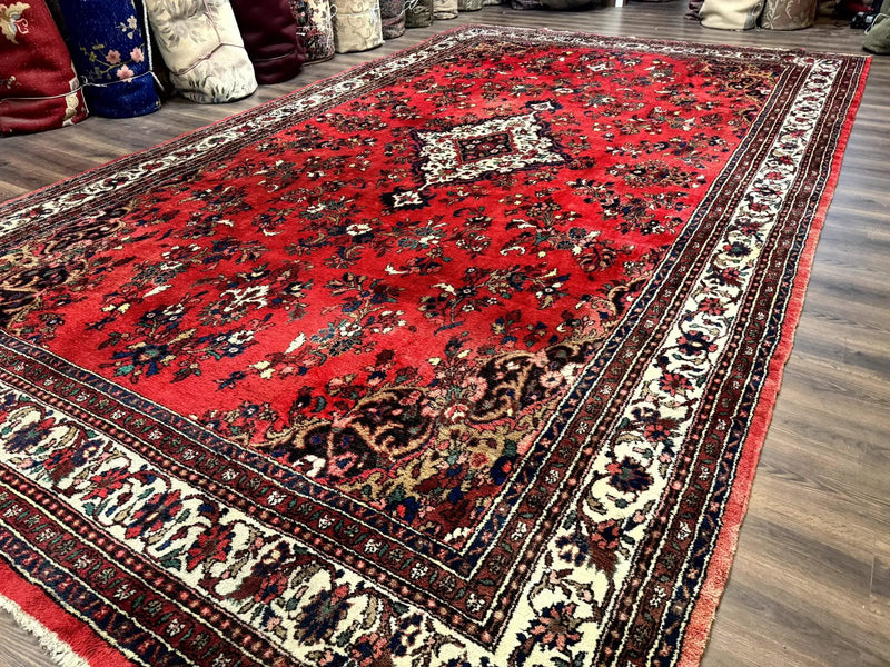 Palace Size Persian Rug 11x18, Red, Bibikabad Rug, Handmade Large Wool Carpet, Persian Hamadan Rug, Dargazin Rug by Jewel Rugs