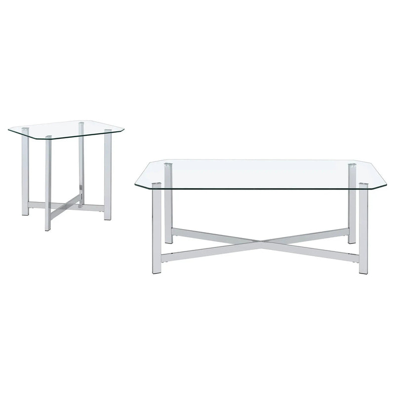 Cronin 2-piece Tempered Glass Top Coffee Table Set Chrome by Unique Piece Furniture