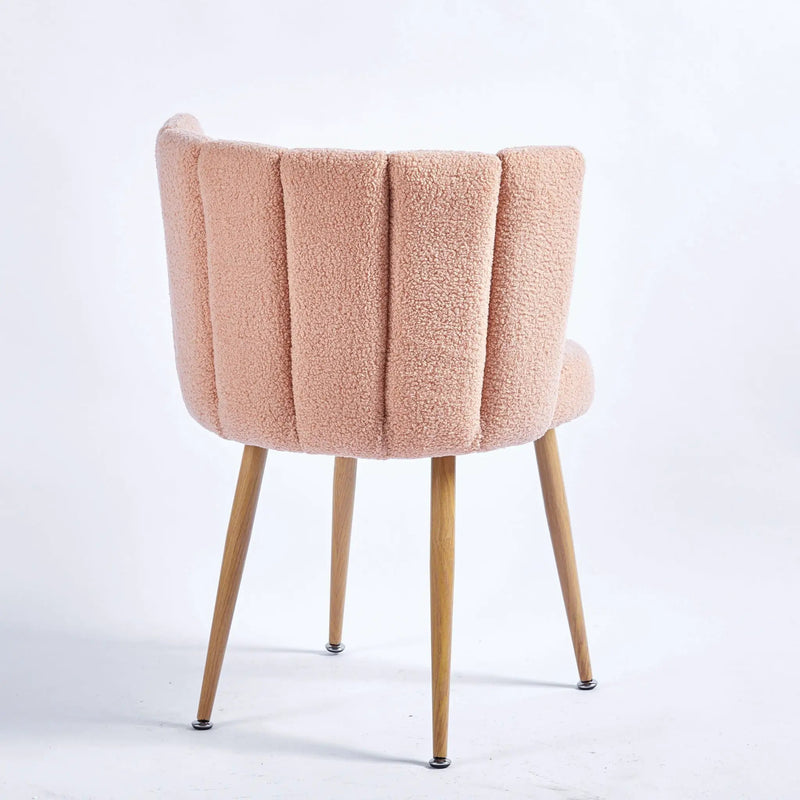 Modern Dining Chair (Set of 2) With Iron Tube Wood Color Legs, Shorthair Cushions And Comfortable Backrest, Suitable For Dining Room, Living Room, Cafe, Simple Structure by HouseOfZazla