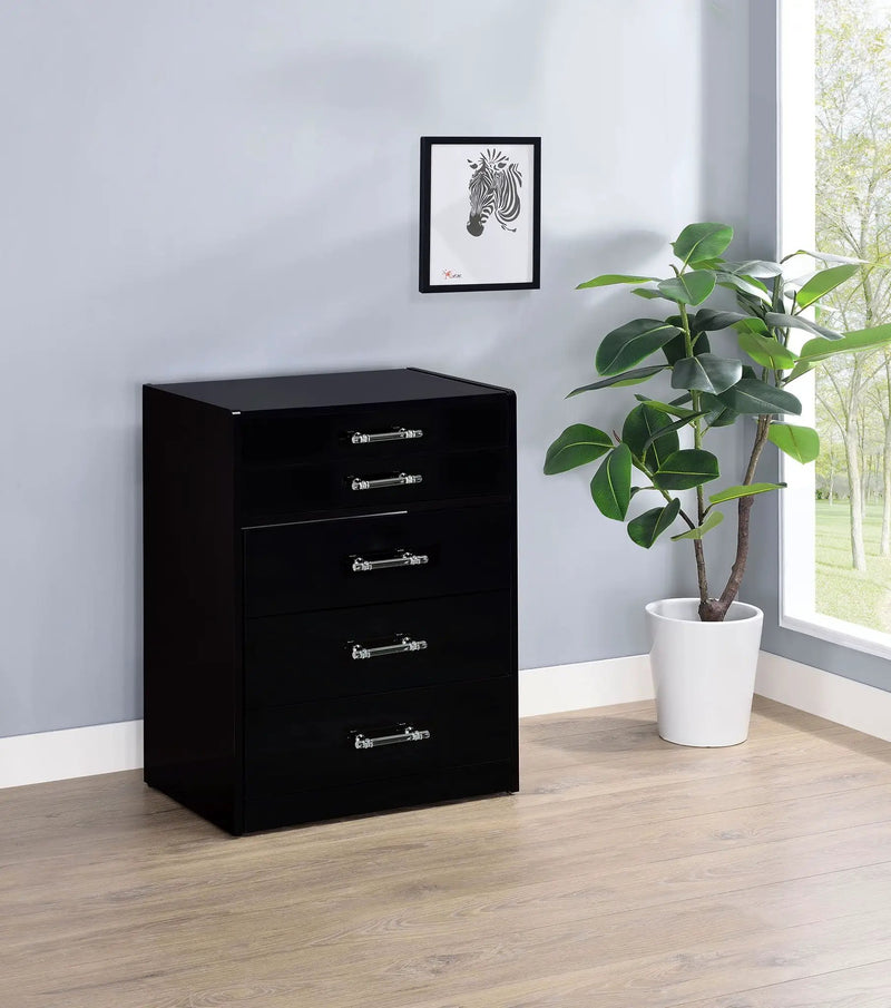 Danbury 3-drawer Makeup Vanity & Stool Set Black High Gloss by Unique Piece Furniture