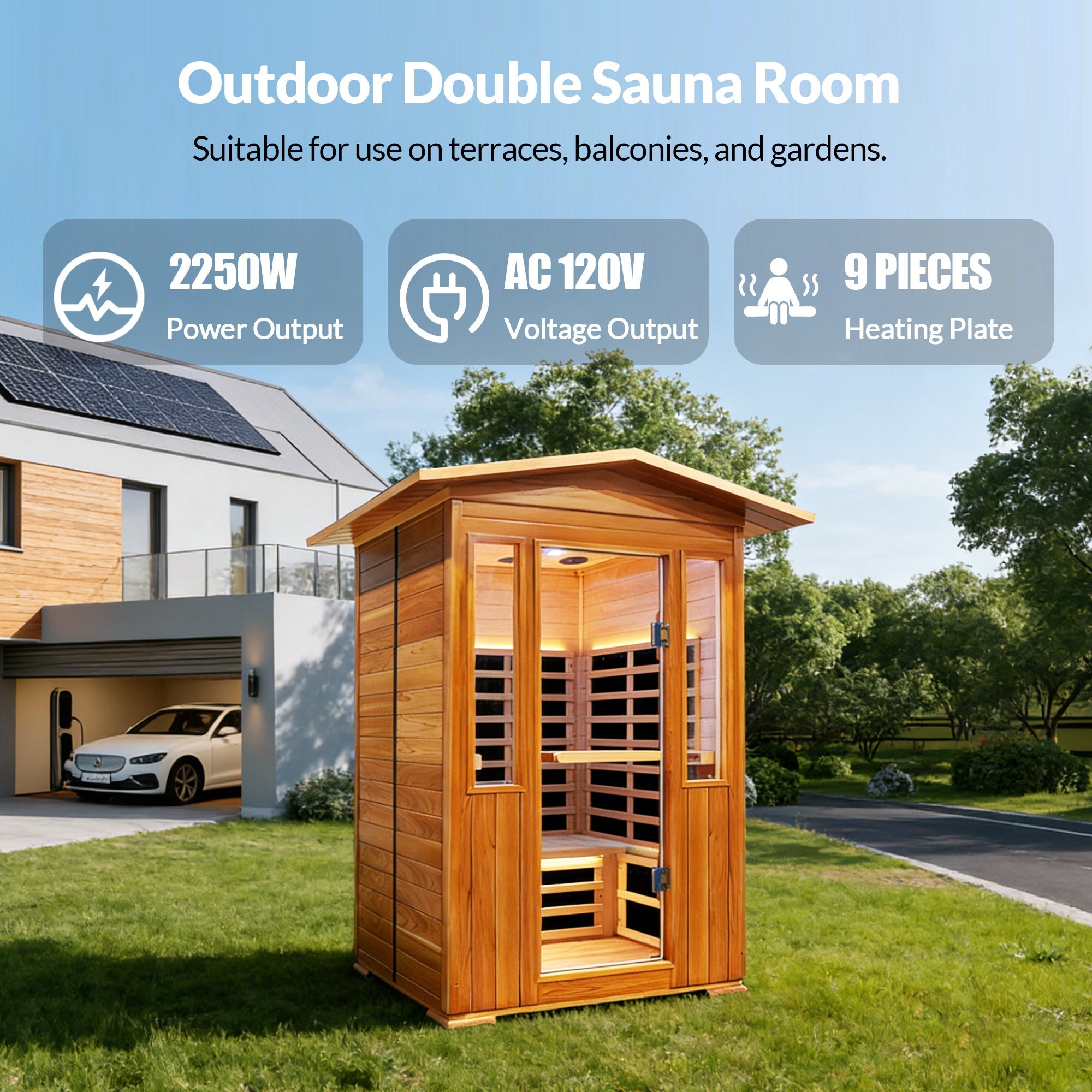 Outdoor Double Red Cedar Far Infrared Sauna Room by HouseOfZazla