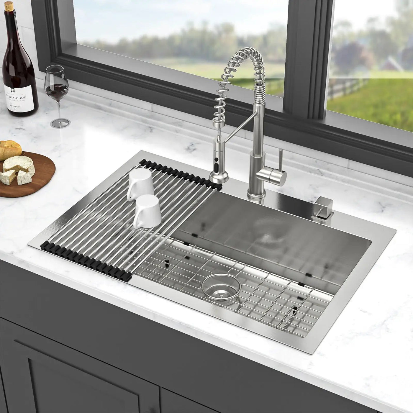 Kitchen Sink Drop In, Stainless Steel Single Bowl, Topmount by HouseOfZazla