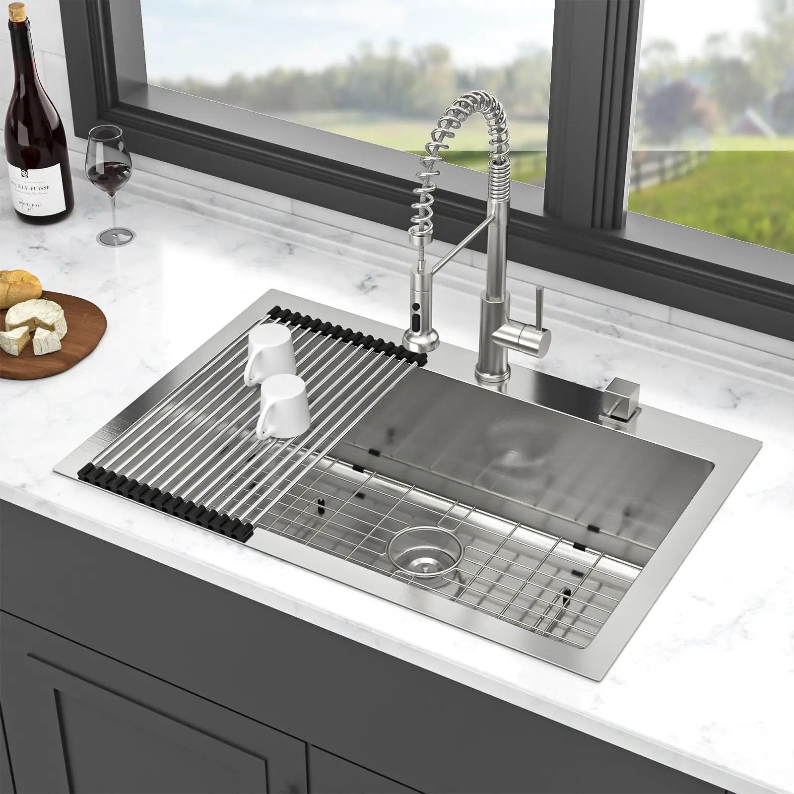 Kitchen Sink Drop In, Stainless Steel Single Bowl, Topmount by HouseOfZazla