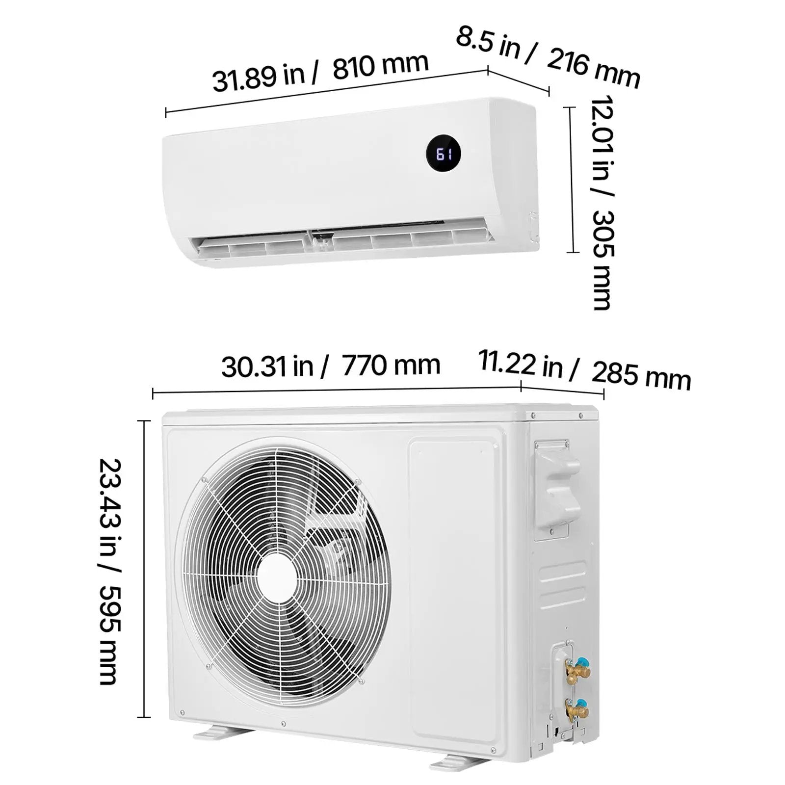 Mini Split Air Conditioner, 12,000 BTU AC / 12,500 BTU Heat, 230V 19 SEER2 High Efficiency by HouseOfZazla