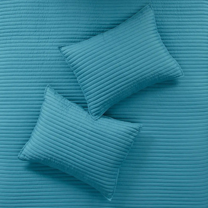 8 Piece Printed Seersucker Comforter and Quilt Set Collection Aqua King/Cal King by HouseOfZazla