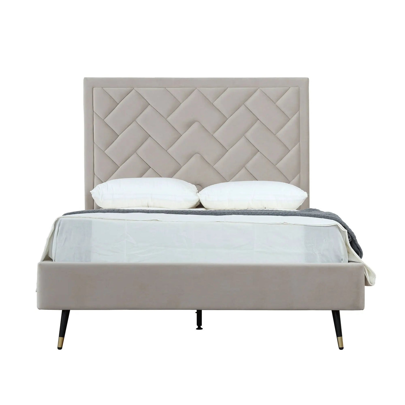 Crosby - Bed With Upholstered Headboard And Slats by HouseOfZazla