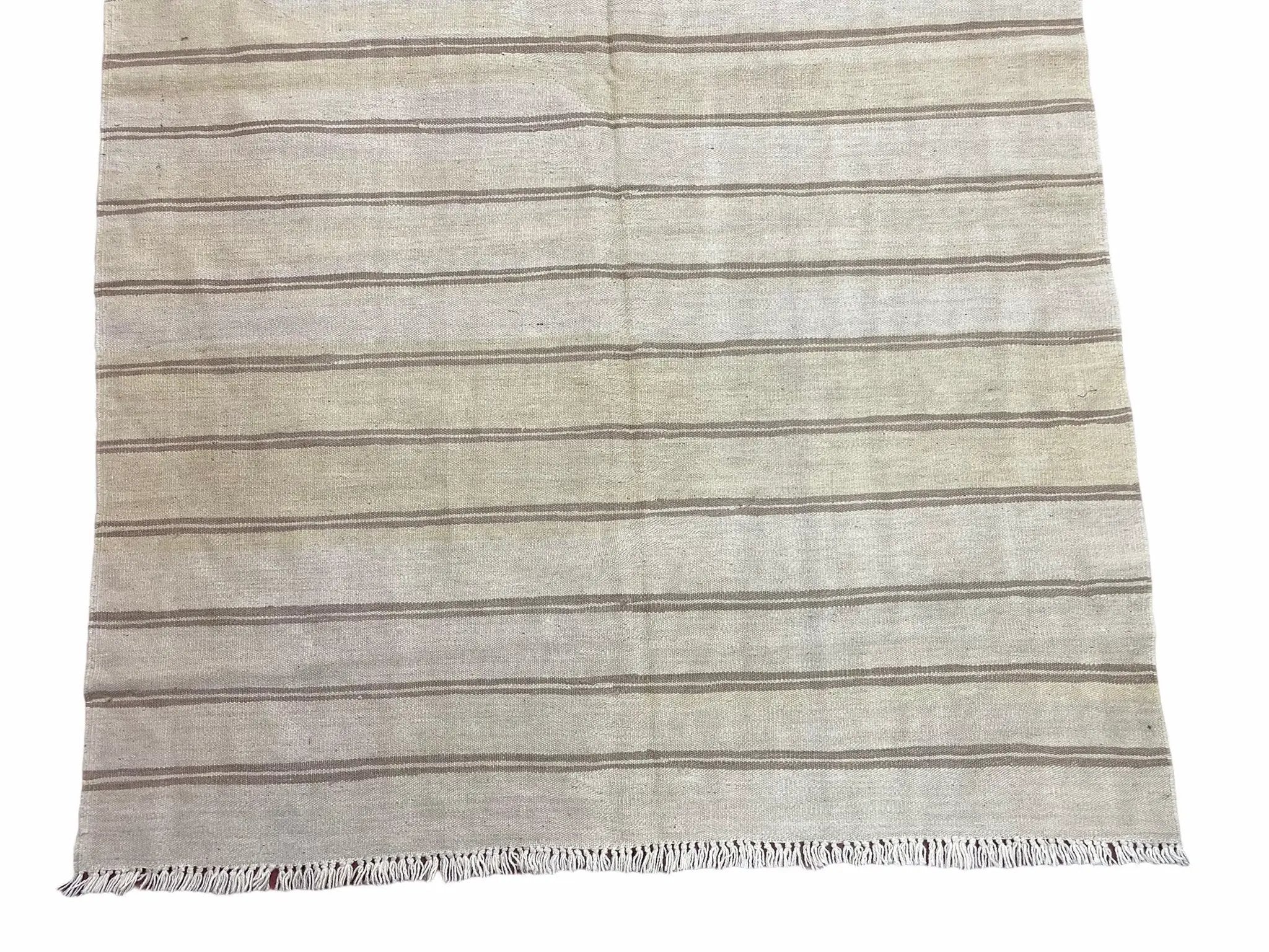 5x8 Turkish Kilim Rug, Flatweave Carpet, Striped Blanket, Southwestern Design, New, Gray, Wool, High Quality, Hand-Knotted by Jewel Rugs
