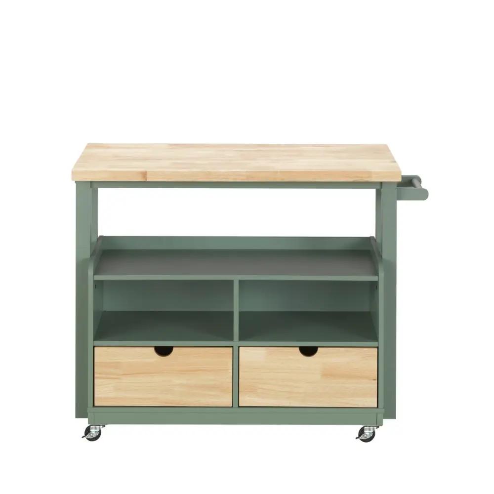 Harper - Kitchen Cart - Natural & Green by Unique Piece Furniture