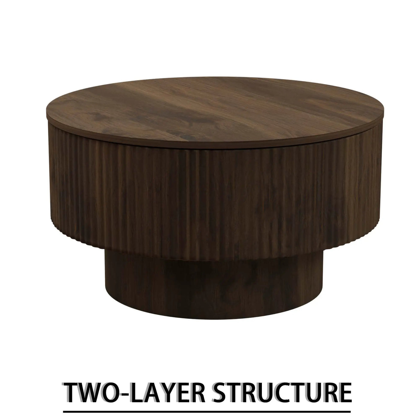 Modern Circular Coffee Table With Stripe Design And Storage Space by HouseOfZazla